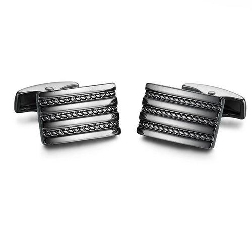 Cufflinks South Africa | Classic | Gun Black Striped | Unique Gift Ideas for Him | for Dad | for Men | for Males | for Husband | for Brother | for Boyfriend | for Grandad | for Friends | for Birthday | Gifting Made Simple