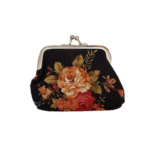 Metallic Mermaid | Floral Coin Purse Black Front | Gift Ideas For Her | Gifting Made Simple