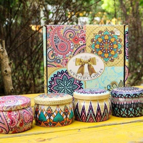 Mandala Candle Gift Set | Bespoke Gift Boxes | In box | Unique Gift Ideas for Her | for Mom | for Women | for Females | for Wife | for Sister | for Girlfriend | for Grandma | for Friends | for Birthday | Gifting Made Simple