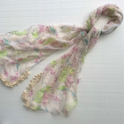 Floral Scarf | Cream Flora | Unique Gift Ideas for Her | for Mom | for Women | for Females | for Wife | for Sister | for Girlfriend | for Grandma | for Friends | for Birthday | Gifting Made Simple