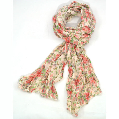Floral Scarf - Peach, green & coral Gifts Gift Ideas Gifting Made Simple