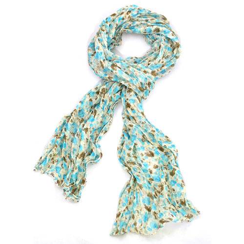 Floral Scarf - Turquoise, brown & beige