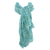 Floral Scarf - Turquoise, olive & white
