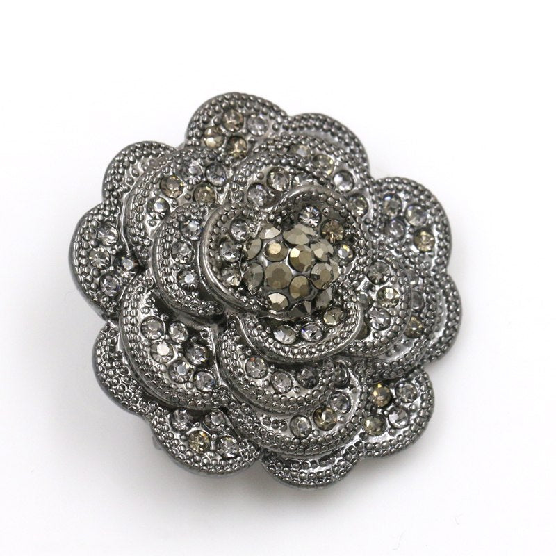 Brooch - Sparkle Grey Blossom