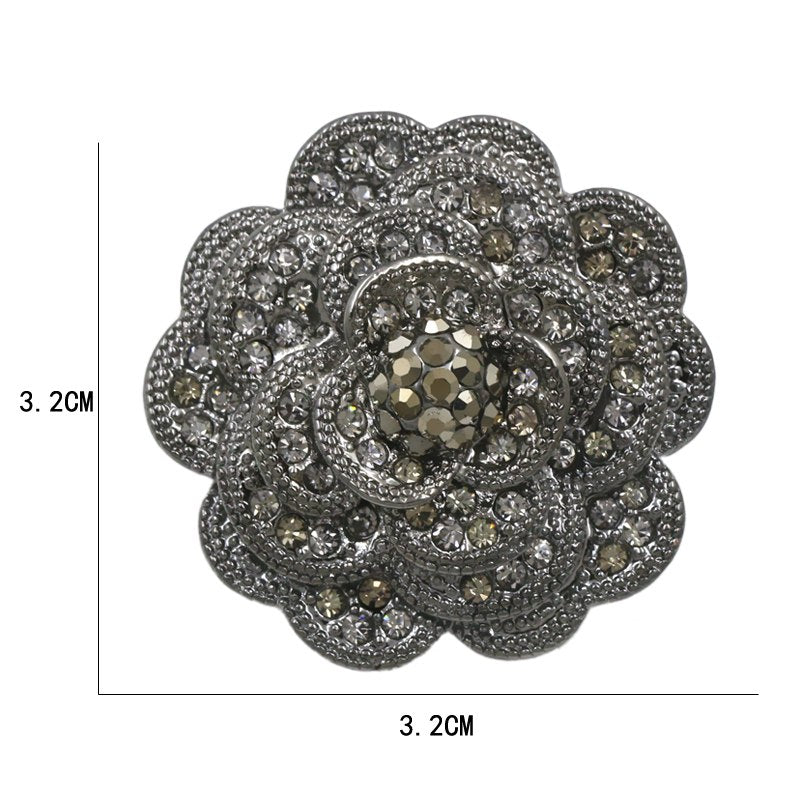 Brooch - Sparkle Grey Blossom
