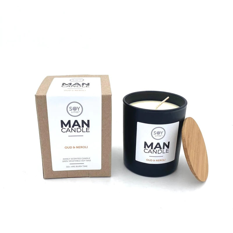SoyLites Man Candle | Oud | Unique Gift Ideas for Friends | for Birthday | Gifting Made Simple | Unique Gift Ideas for Him | for Dad | for Men | for Males | for Husband | for Brother | for Boyfriend | for Grandad