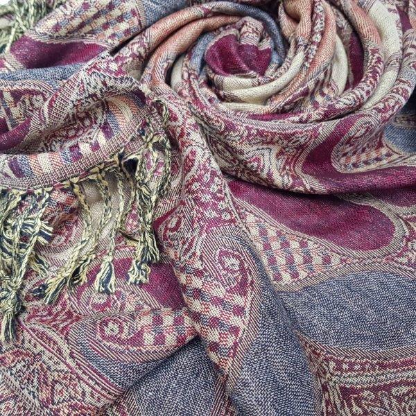 Exquisite Pashminas | Maroon Blue Paisley | Unique Gift Ideas for Her | for Mom | for Women | for Females | for Wife | for Sister | for Girlfriend | for Grandma | for Friends | for Birthday | Gifting Made Simple