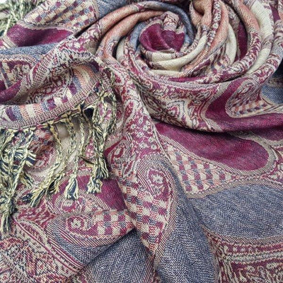 Exquisite Pashminas | Maroon Blue Paisley | Unique Gift Ideas for Her | for Mom | for Women | for Females | for Wife | for Sister | for Girlfriend | for Grandma | for Friends | for Birthday | Gifting Made Simple