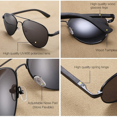 Ralferty Wood Sunglasses | Pilot Black | Details | Gift Ideas For Him | For Men | For Boyfriend | For Dad | For Husband