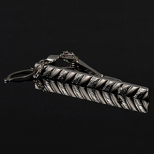 Tie clip - Silver, striped design