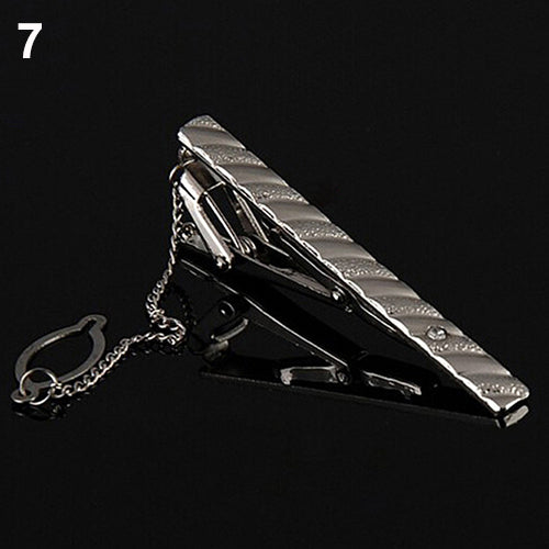 Tie clip - Silver, striped design