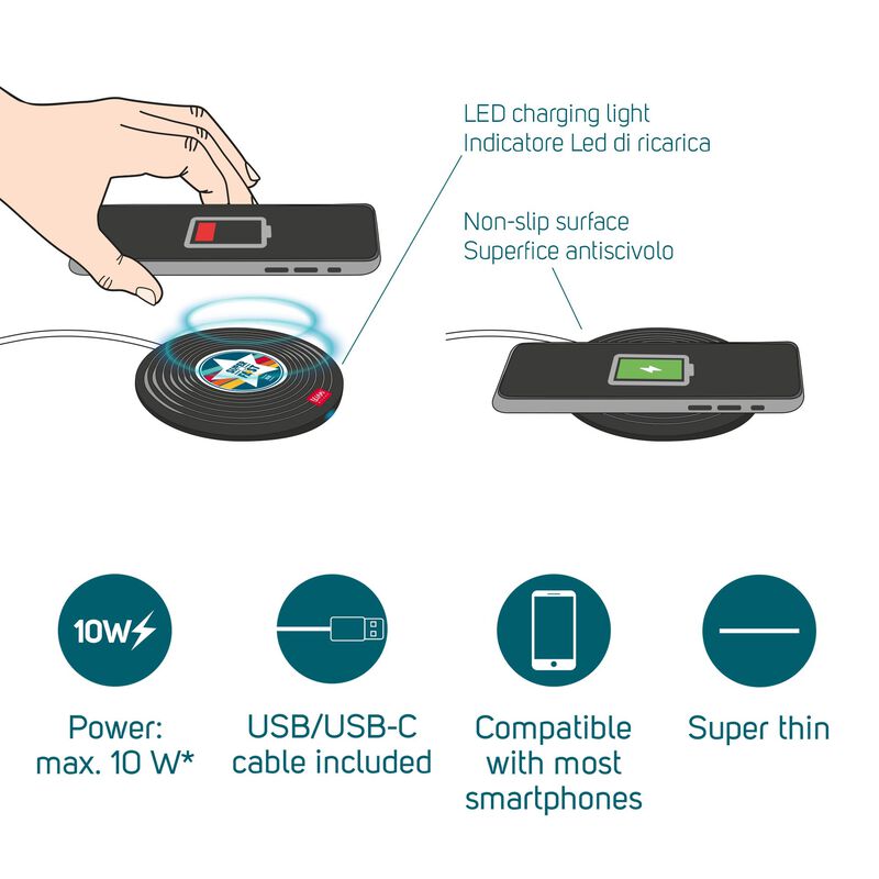 Legami Super Fast Wireless Charger - Vinyl | Info | Unique Gift Ideas for Her | for Mom | for Women | for Females | for Wife | for Sister | for Girlfriend | for Grandma | for Friends | for Birthday | Gifting Made Simple | Unique Gift Ideas for Him | for Dad | for Men | for Males | for Husband | for Brother | for Boyfriend | for Grandad