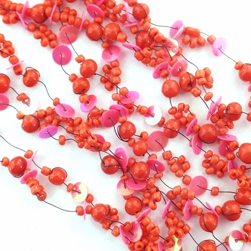 Metallic Mermaid | Red Beaded Necklace Close-up | Unique Gift Ideas for Her | for Mom | for Women | for Females | for Wife | for Sister | for Girlfriend | for Grandma | for Friends | for Birthday | Gifting Made Simple