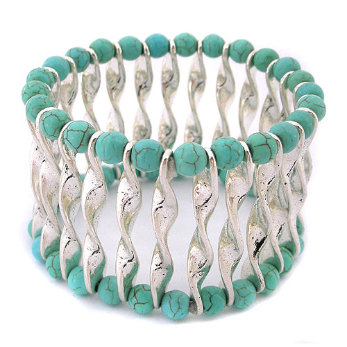 Metallic Mermaid | Bespoke Turquoise & Silver Bracelet Close-up | Gift Ideas For Her | Gifting Made Simple