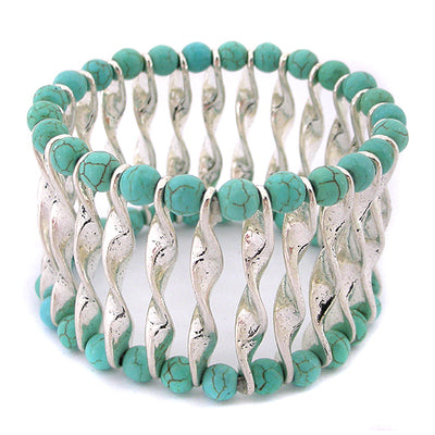 Metallic Mermaid | Bespoke Turquoise & Silver Bracelet Close-up | Gift Ideas For Her | Gifting Made Simple
