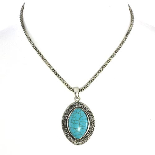 Metallic Mermaid Necklace | Turquoise Pendant Oval| Unique Gift Ideas for Her | for Mom | for Women | for Females | for Wife | for Sister | for Girlfriend | for Grandma | for Friends | for Birthday | Gifting Made Simple