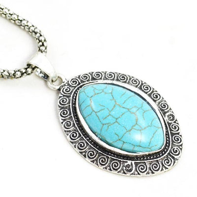 Turquoise Pendant Necklace (Oval Edge)