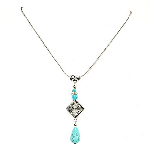 Metallic Mermaid Necklace | Turquoise Silver | Unique Gift Ideas for Her | for Mom | for Women | for Females | for Wife | for Sister | for Girlfriend | for Grandma | for Friends | for Birthday | Gifting Made Simple