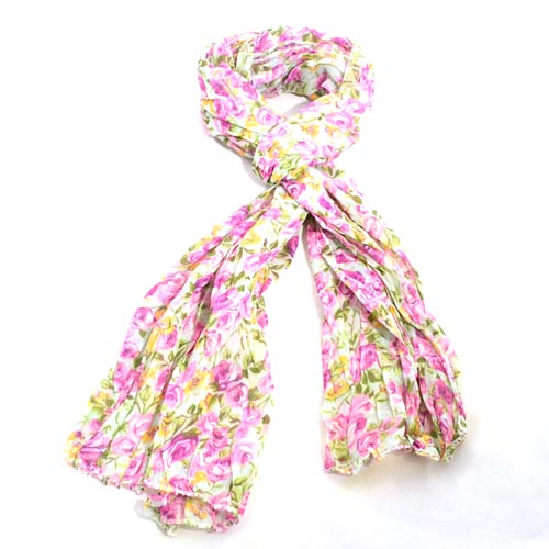 Floral Scarf - Green, pink & orange